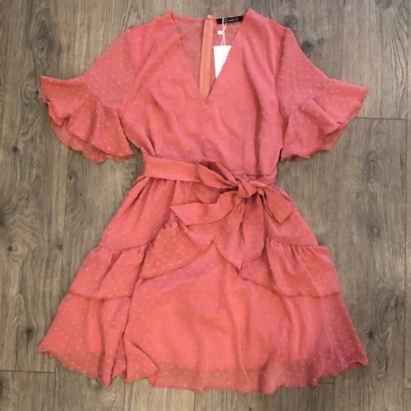 SIMPLEE | Retro Dusty Rose Mini Dress - Picture 4 of 6